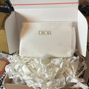 Dior Ivory Clutch with Gold Logo